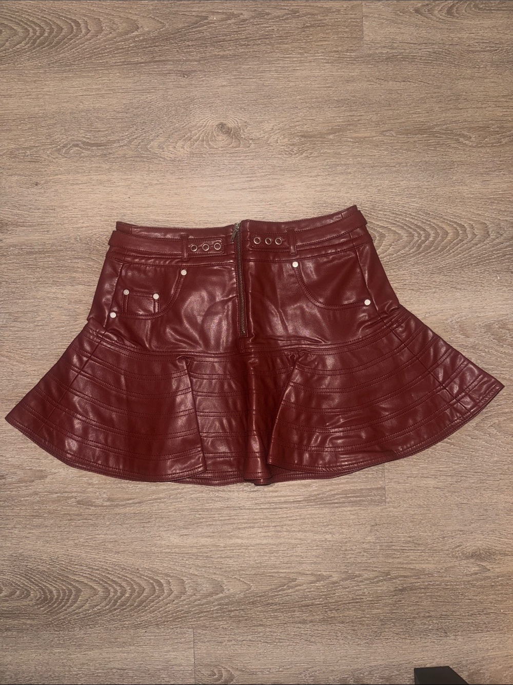 Pilcro red leather skirt size 6